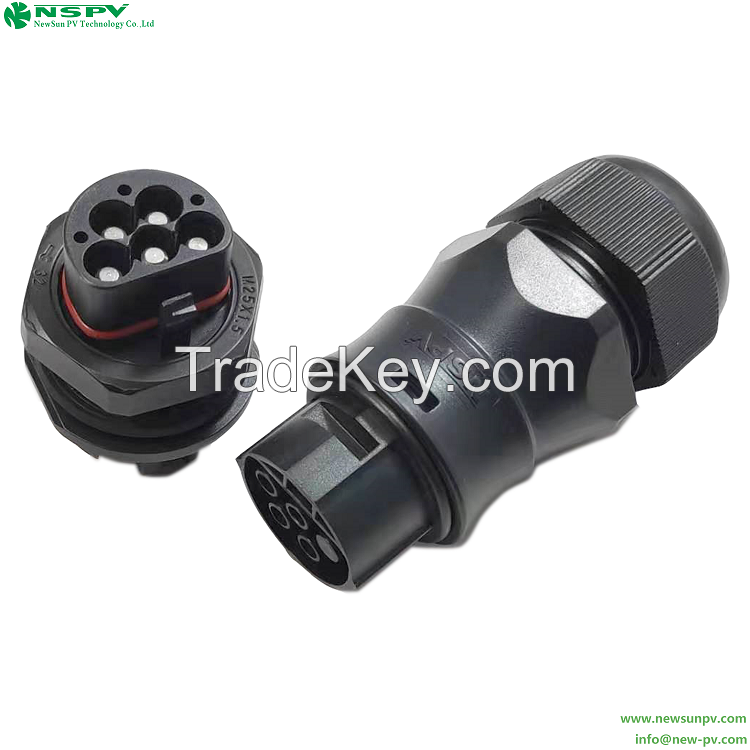 IP67 Waterproof Solar AC 5C Connector Rated Current Max.40A(6sqmm)