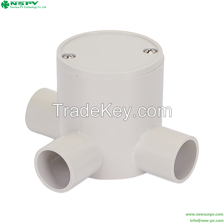 Electrical Conduit Tee PVC Junction Box 3Way Entries 20-25mm