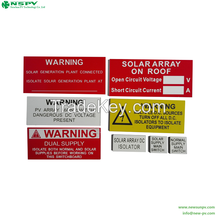 Engraved Solar Warning Labels ABS Adhesive Label Shutdown Procedure Sticker