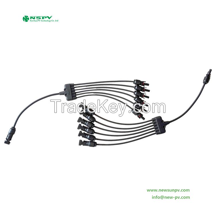 Solar Y connector Wire Harness 6 to 1 solar y branch with female male cable connectors