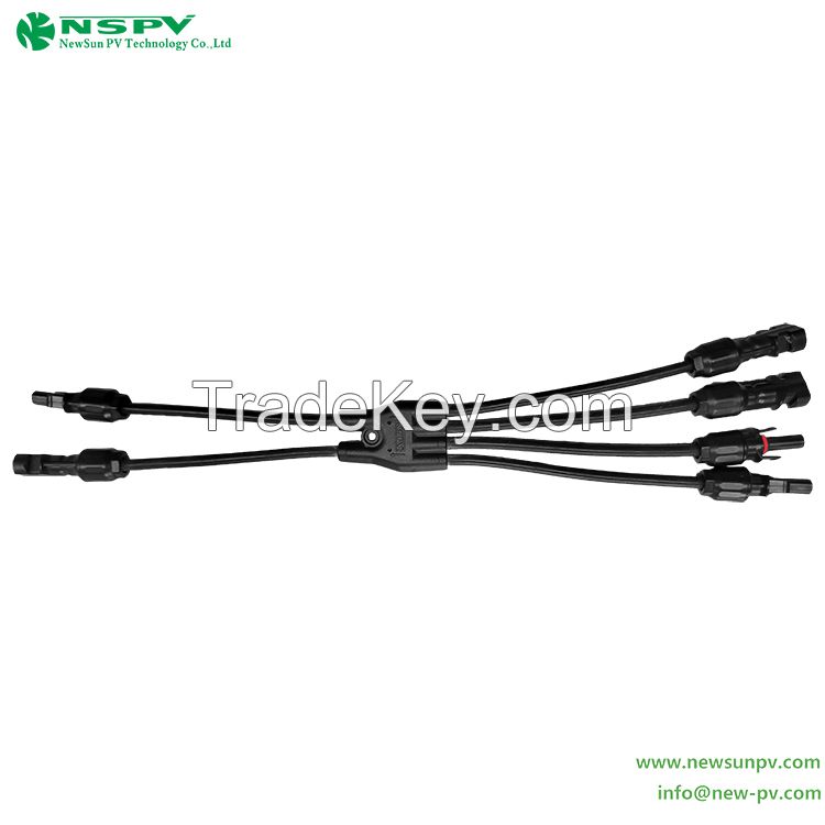 4-in-2 H type Solar y parallel harness IP68 solar connectors with customized PV cables