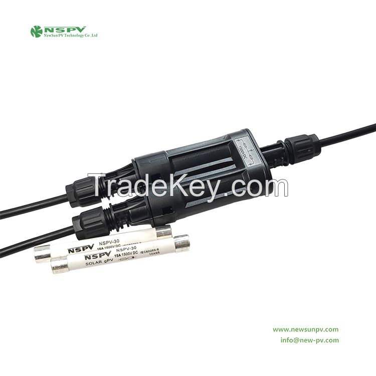 IP68 Waterproof TUV Certificate Solar Branch Fuse Connector 1500VDC Removable Fuse for Solar System Protection