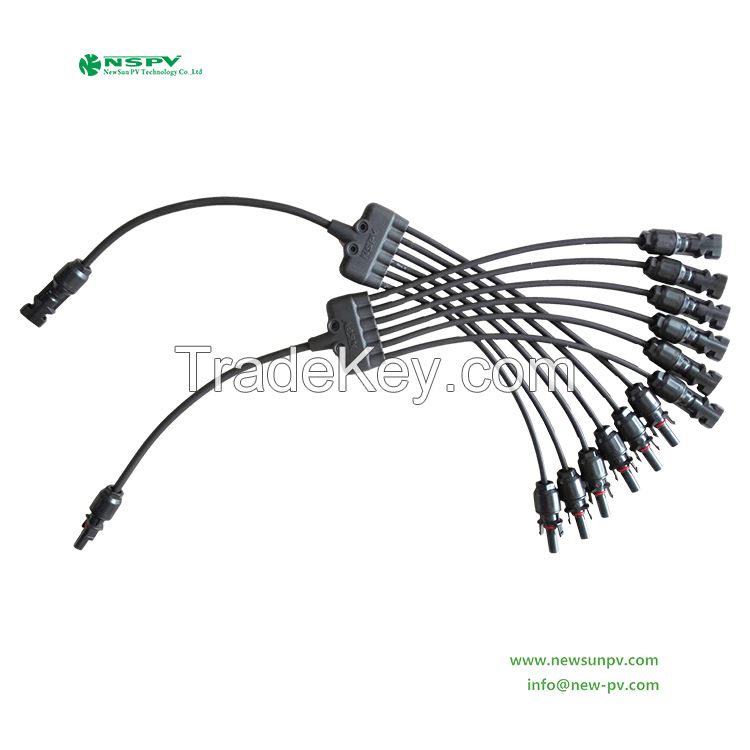 Solar Y connector Wire Harness 6 to 1 solar y branch with female male cable connectors