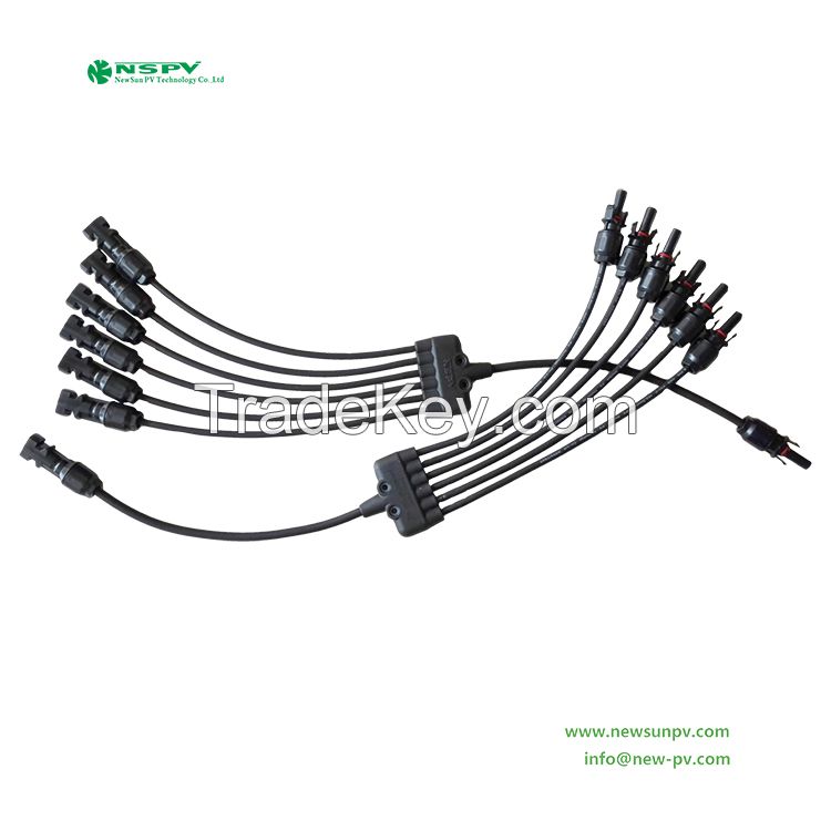 Solar Y connector Wire Harness 6 to 1 solar y branch with female male cable connectors