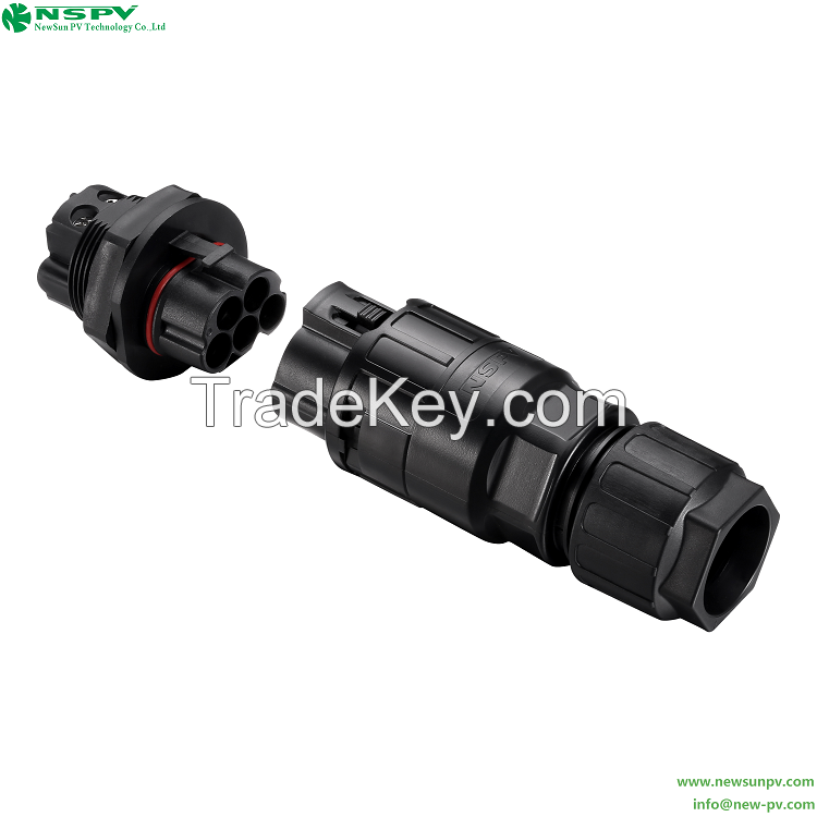 5Pin PV AC Connector 500V AC Power Connector Max. 50A Panel Male Type For Solar Inverter Connections