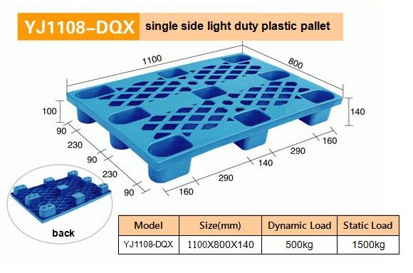 1108 single side light duty plastic pallets