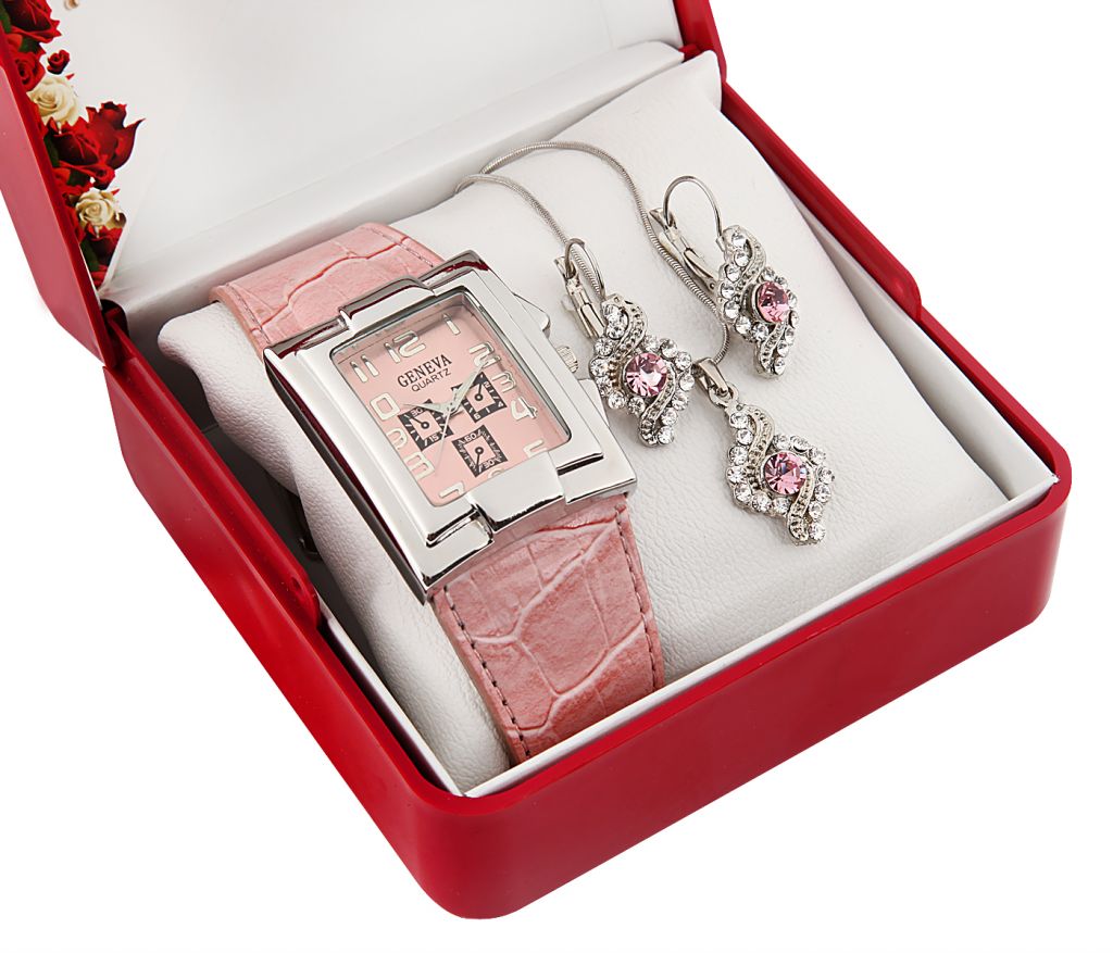 GENEVA WATCH NECKLACE EARRING AND SPECIAL BOX