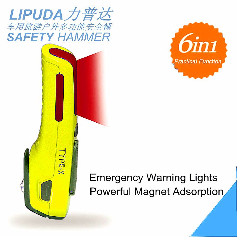 Best gifts! 6 in 1car outdoor travel multifunctions emergency safety hammer