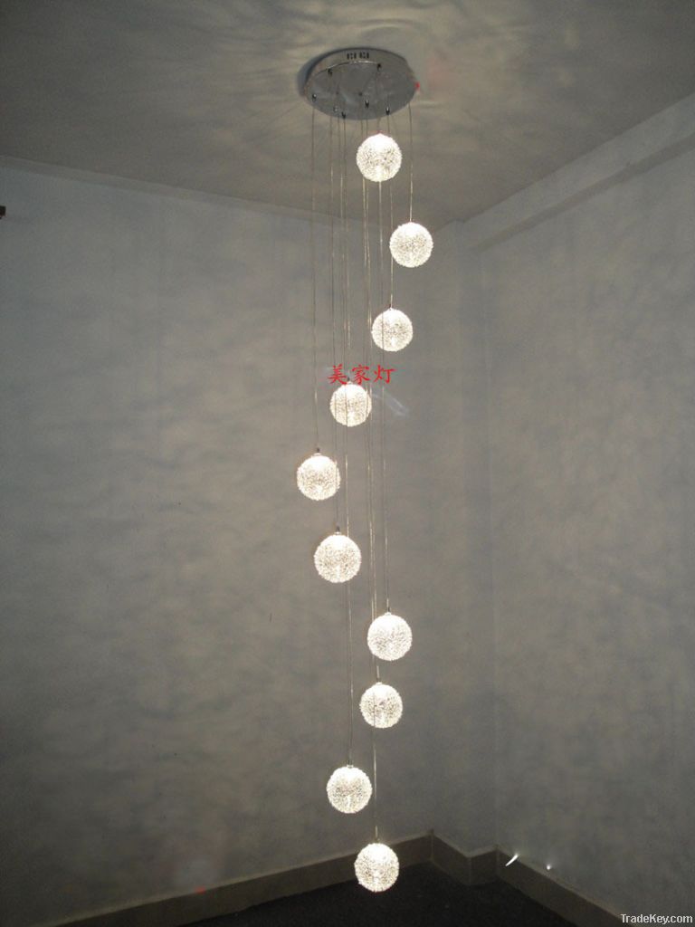 New Modern 10 Lights Aluminum Wire Glass Ball Chandelier Ceiling Penda