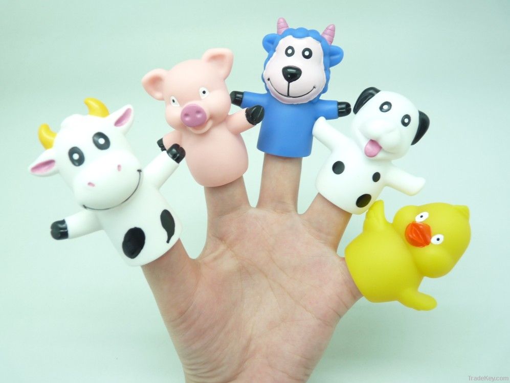 cute hot sale soft plastic vinyl cartoon rubber animal finger puppets