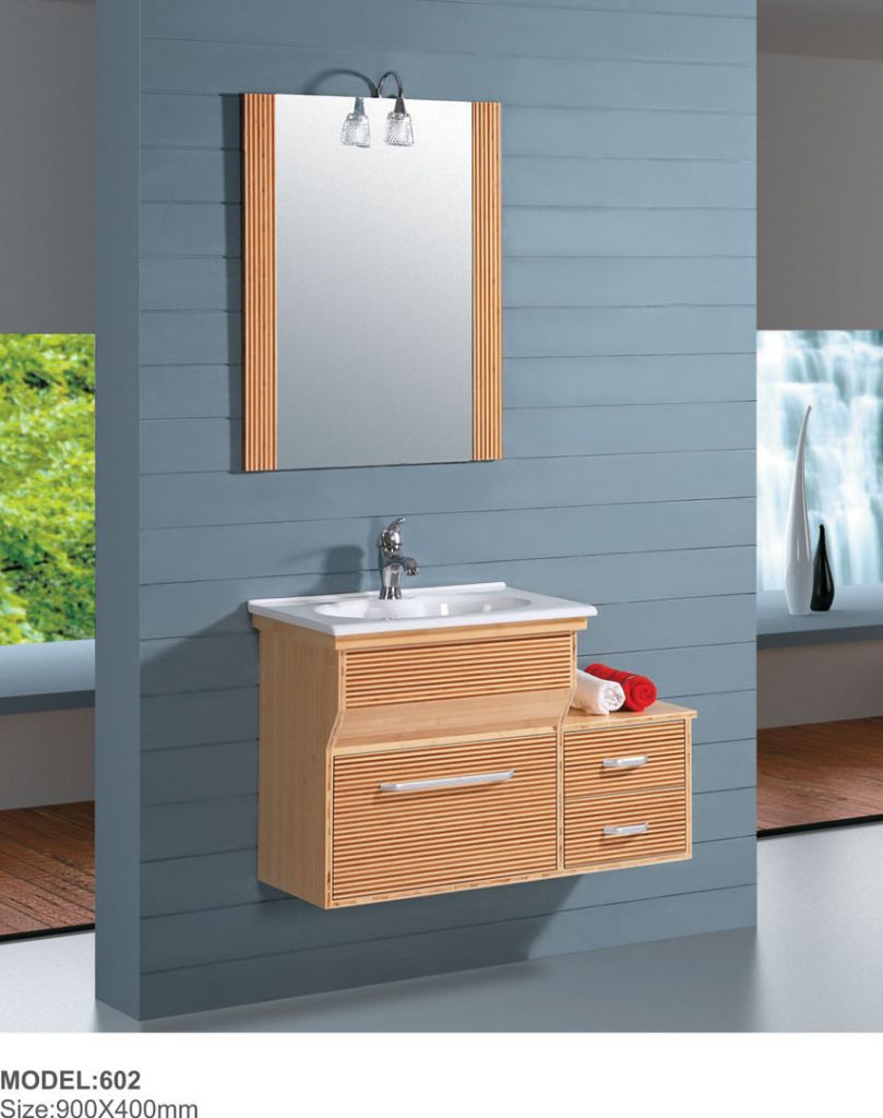 Bamboo Bathroom cabinet, Hanging Bamboo mirrored bathroom cabinet with modern style, Wall-Mounted bathroom vanity (601-605)