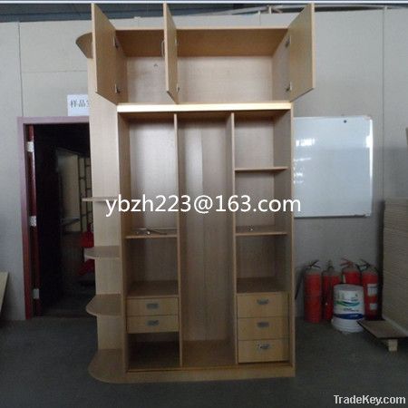 sliding door wardrobe with vertical wall shelf