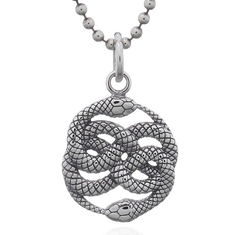 Oxidized 925 Sterling Silver Snake Pendant