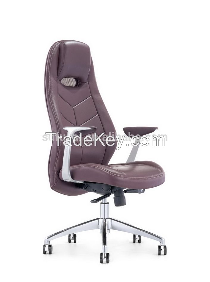 Modern style import leather ergonomic chair in brown color