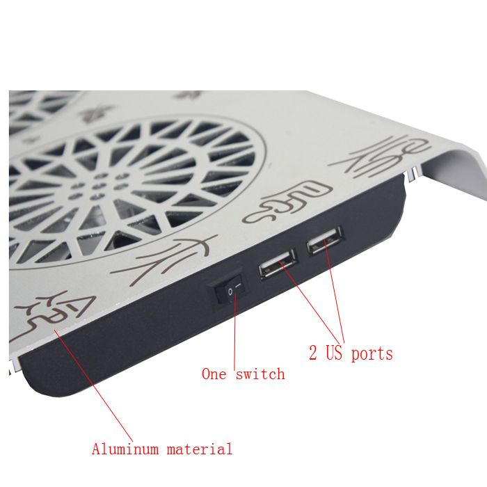 beautiful aluminum laptop cooler with double fans