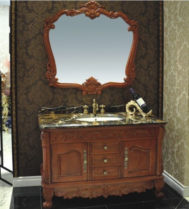 Wood Luxury Antique Red oak bathroom vanity(DRK- D6006)