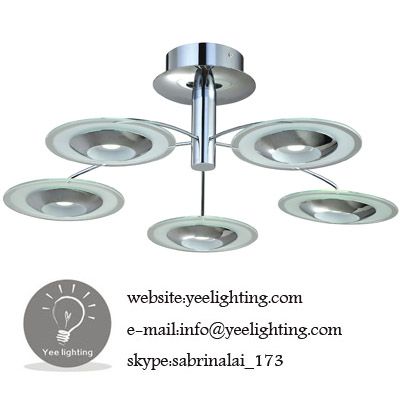 ledlight modern ceiling lights 5 led bulbs with glass in chrome