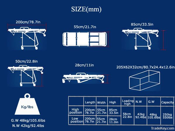 Hot selling aluminum ambulace stretcher