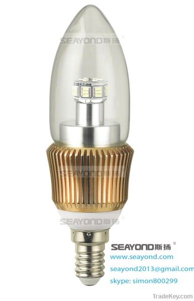 5W led candle bulb, 360 degree glowing bulb, aluminum heat sink bulb