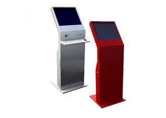 free standing queuing kiosk with receipt printer and card reader