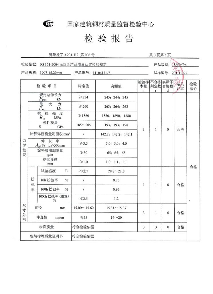 9.53MM/12.7mm/15.24MM low relaxtion 270 GRADE  prestressed strand for bridge construction