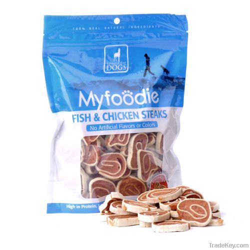 Myfoodie Gourmet All Natural Fish Chicken Steaks Dog Treats 16oz