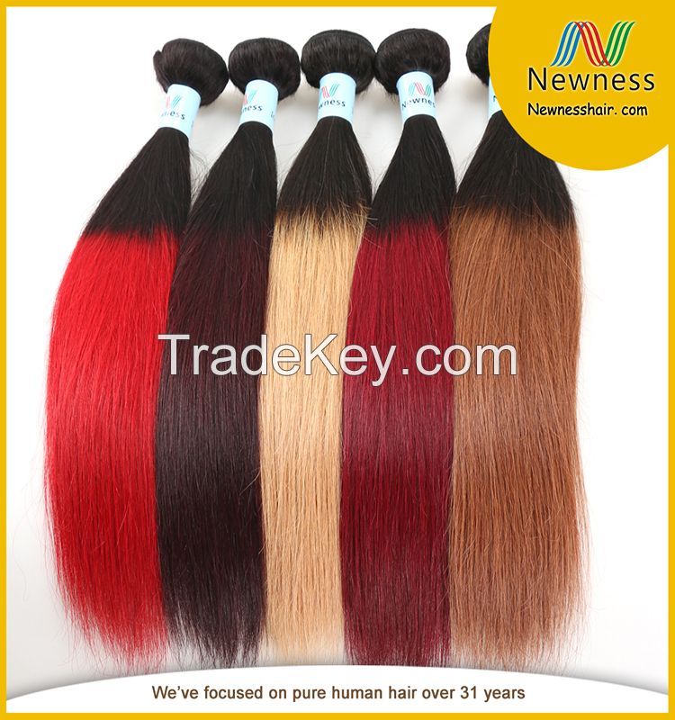 Hot sale Brazilian Ombre hair straight two tone colored human hair extension 