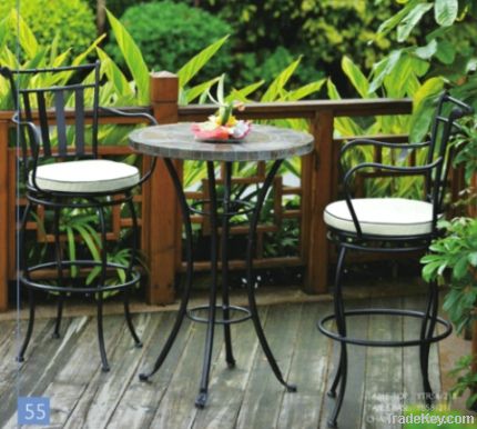 Outdoor Marble Mosaic Bar Table//Wrought iron Barstool