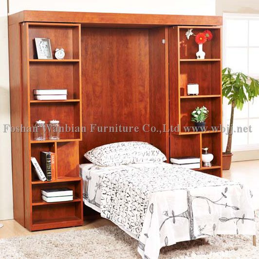 GS5001 wall bed with sliding bookcases/ hidden bed/ murphy bed/ library bed