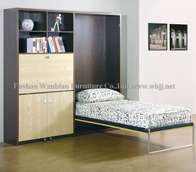 GS5003 wall bed set with desk/ hidden bed/ murphy bed/ library bed