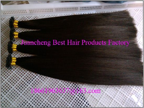 wholesale 100% remy human hair Brazilian flat-tip hair extension silky straight