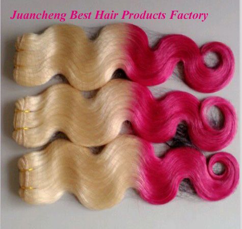 wholesale grade 5a body wave T613/pink 100%  indian human  hair extension