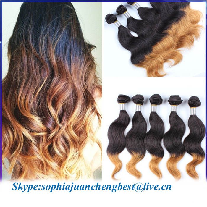 Ombre Color Body Wave 100% Virgin Peruvian Human Hair Weft 