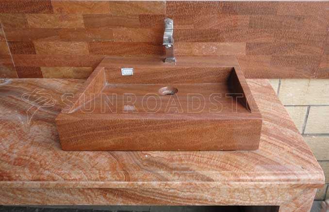 Red wood vein marble stone exporter first quality quarry owner Sandal Wood Red