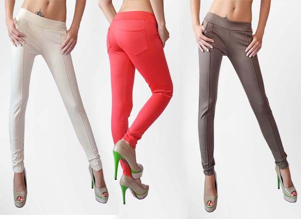 SLIM FIT PANCIL PANTS LEGGINGS TROURSERS LOW RISE