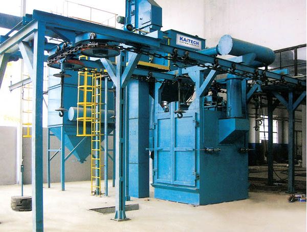 double route hanger chains type continuous working shot blasting machine 
