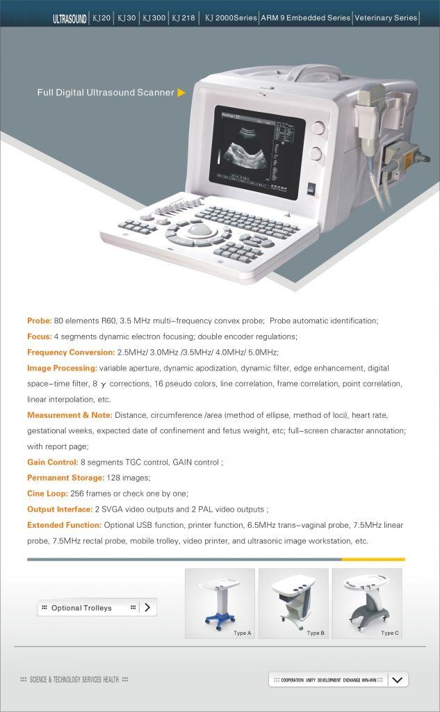 Full digital portable ultrasound machine scanner