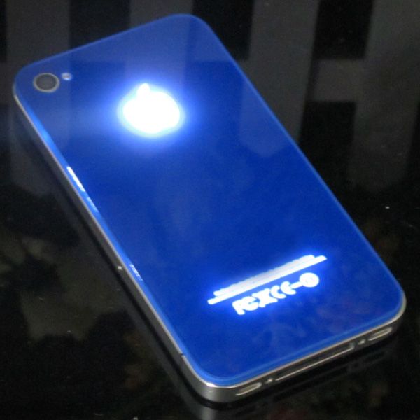 colorful Hot LED Light Luminescent Mod Kit Glowing Logo Back Cover Case For iPhone 4 4S