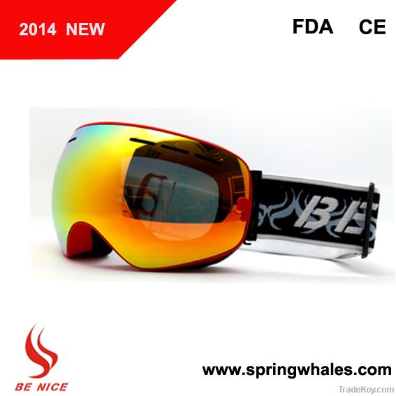 High quality fashion snow boarding goggles with double lens uv400