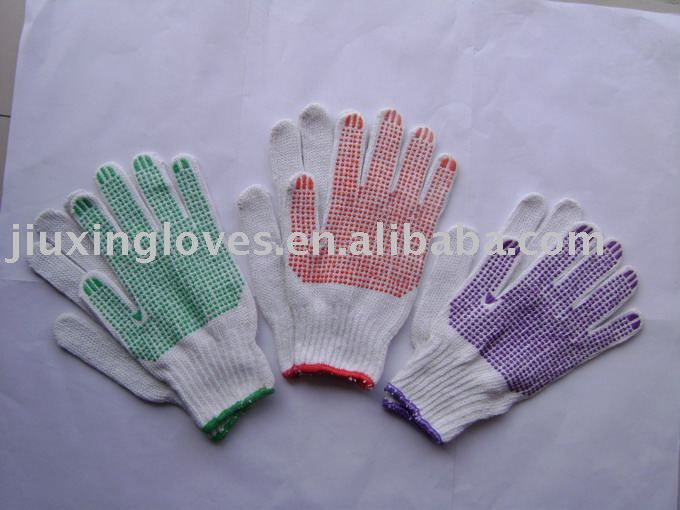 pvc dotted cotton glove