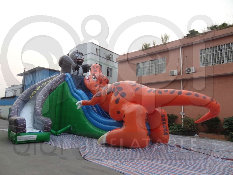 Inflatable king kong dinosaur fight giant slide