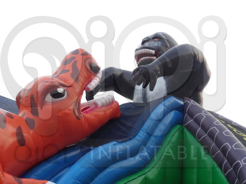 Inflatable king kong dinosaur fight giant slide