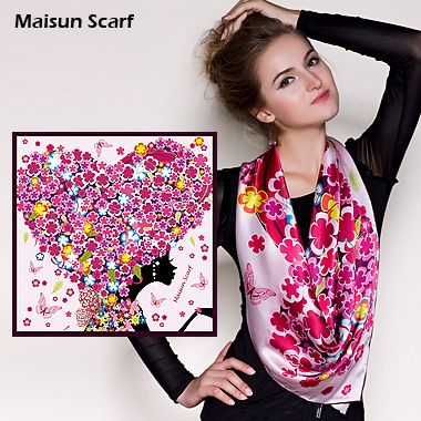 Fashion flower women square silk scarf