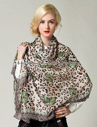 Long leopard shawl silk women neck scarf