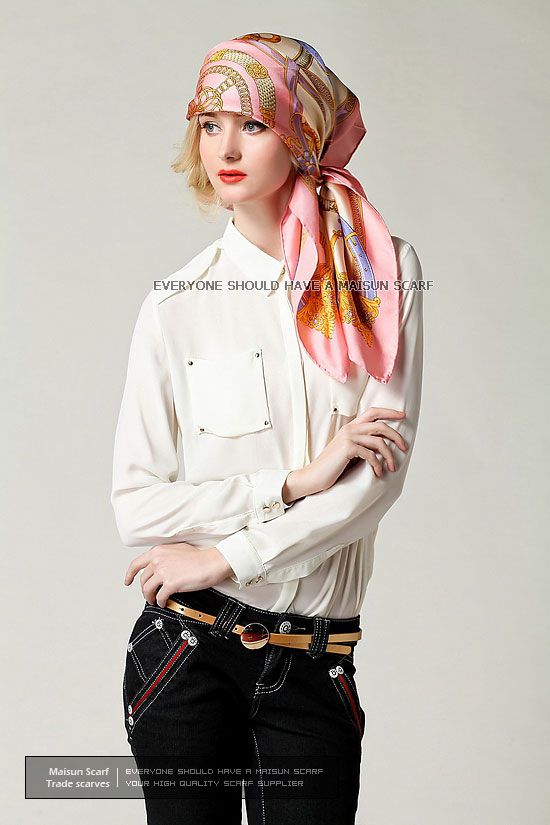 Fashion woemn square silk twill scarf