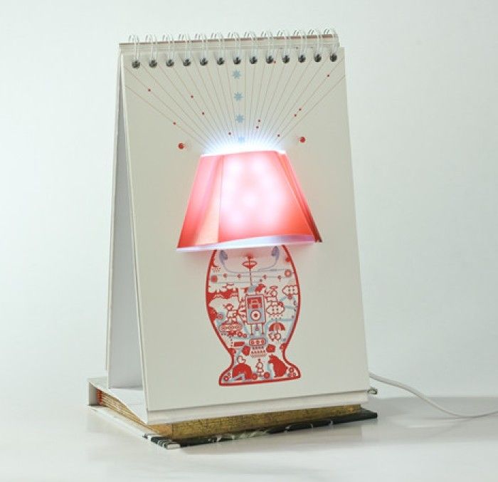 led page by page calender usb and battery inlay desk lamp