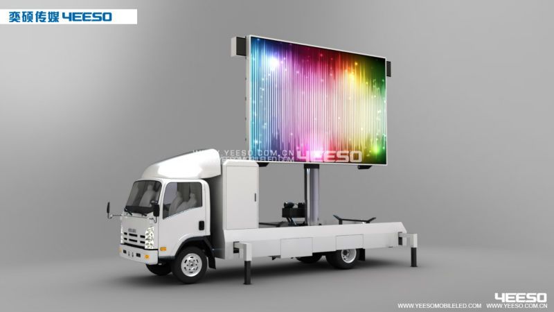 Mobile advertising led display trucks screen lifting system &amp; 360 rotatating