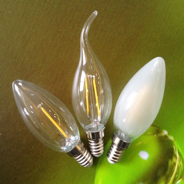2014 Newest design LED Filament Bulb C35 E14 2W candle Filament LED Lamp with high lumen