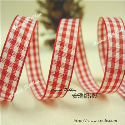 polyester woven plaid ribbon 13mm