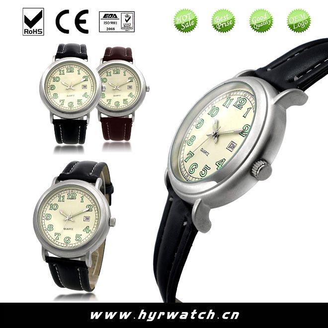 2014 watches men with genuine leather band